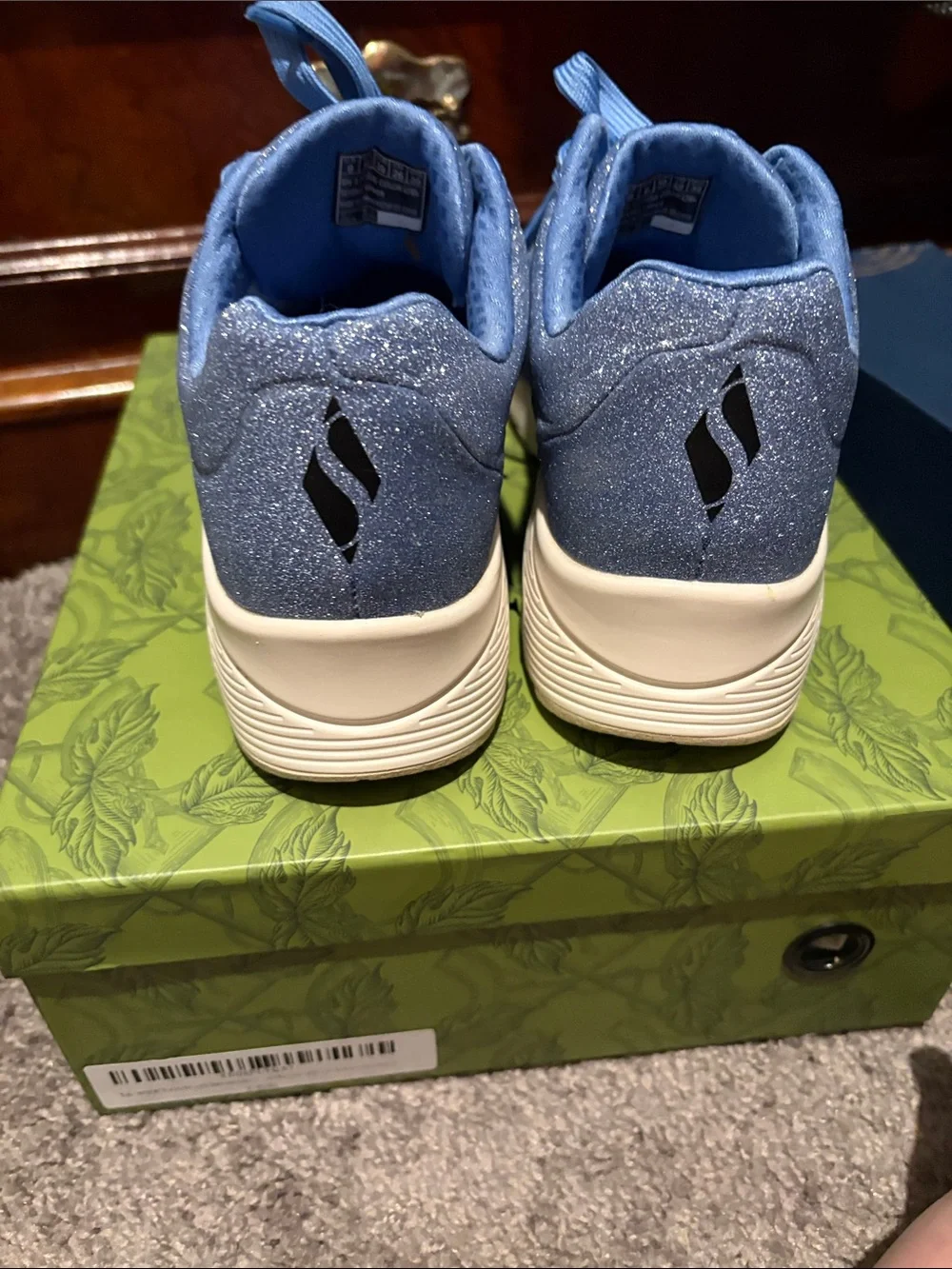 Skechers Sparkle Light Blue Lace-Up Sneakers